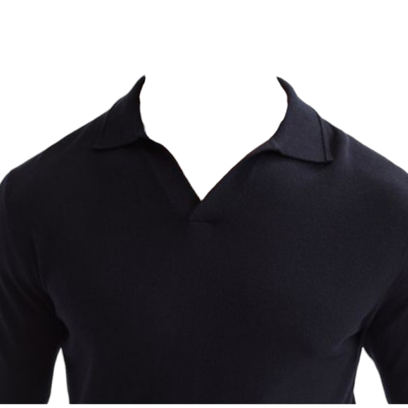 Reiss Merino Wool Navy Open Collar Sweater